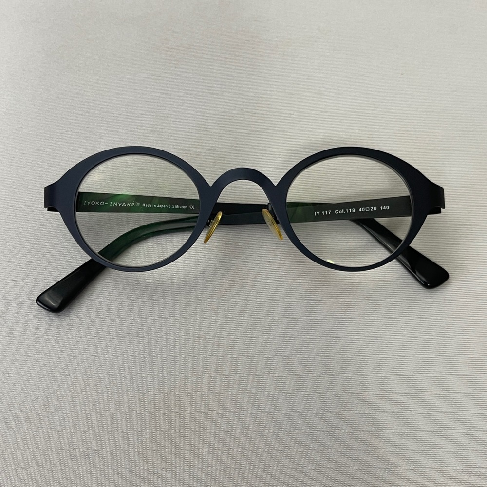 IYoko Inyake Glasses‎ Eyeglasses FRAMES ONLY Round Matte Black Japan 40 28 140
